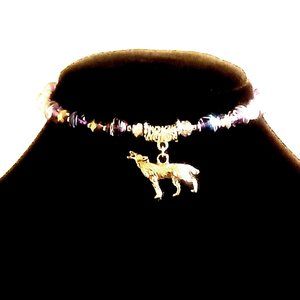 Silver Wolf Crystal And Glass Bracelet